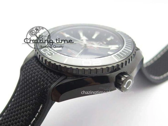 0427 Planet Ocean 45mm GMT DLC JHF Best Edition Black Dial On Rubber Strap A Durable 8194